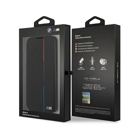 BMW Booktype M Collection Triangles - pouzdro pro Samsung Galaxy S22+ (černé)