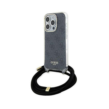 Guess Crossbody Cord 4G Print - Coque pour iPhone 15 Pro (noir)