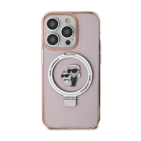 Karl Lagerfeld Ring Stand Karl & Choupette MagSafe - iPhone 15 Plus Tasche (rosa)