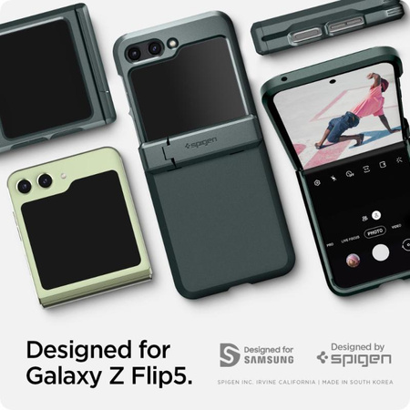 Spigen Tough Armor Pro - Etui pour Samsung Galaxy Z Flip 5 (Abyss Green)