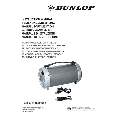Dunlop - Tragbarer Bluetooth-Lautsprecher 20W LED