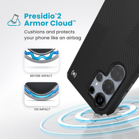 Speck Presidio2 Grip Magnet - Samsung Galaxy S25 Ultra MagSafe tok (fekete/lemezszürke/fehér)