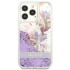 Guess Liquid Glitter Flower - pouzdro pro iPhone 13 Pro Max (fialové)