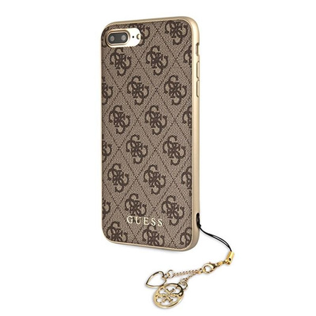 Guess 4G Charms Collection - pouzdro s přívěskem pro iPhone 8 Plus / 7 Plus (hnědé)