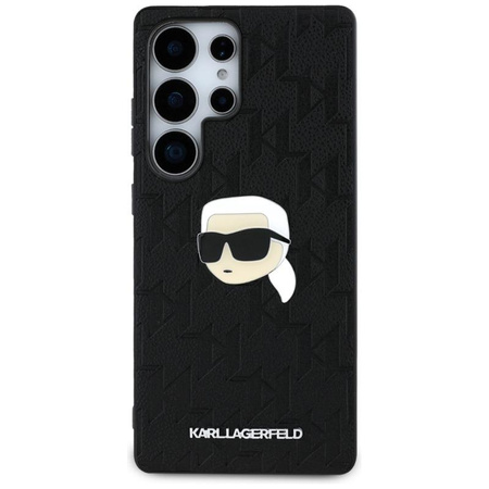 Karl Lagerfeld Leather Monogram Pin Logo Karl Head - Étui Samsung Galaxy S25 Ultra (noir)