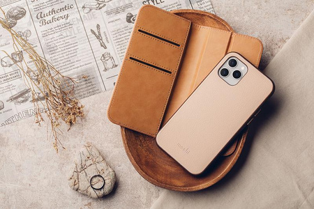 Moshi Overture - Étui 3-en-1 pour iPhone 12 Mini avec fentes pour cartes + support (système SnapTo) (Luna Pink)