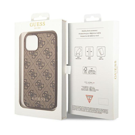 Guess 4G Metal Gold Logo – Etui iPhone 14 (brązowy)