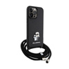 Karl Lagerfeld Crossbody Saffiano Metal Pin Karl & Choupette - Coque pour iPhone 14 Pro Max (noir)