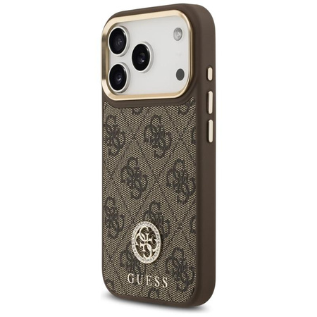 Guess 4G Strass Logo MagSafe - Pouzdro iPhone 17 Pro (Hnědá)