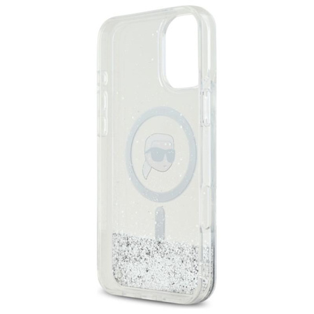 Karl Lagerfeld Liquid Glitter Karl Head MagSafe - iPhone 16 Case (Transparent)