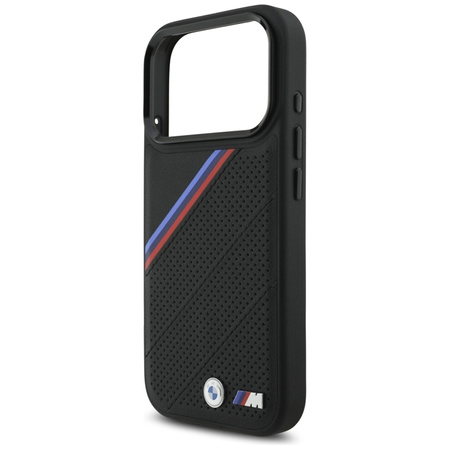 Custodia MagSafe con logo in metallo tricolore BMW M per iPhone 17 Pro (nera)