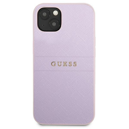 Guess Saffiano Hot Stamp & Metal Logo - étui pour iPhone 13 mini (lilas)