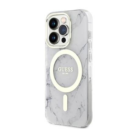 Guess Marble MagSafe - iPhone 14 Pro Case (White)