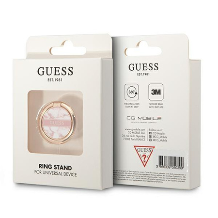 Guess Ring Stand Marble - Magnetyczny uchwyt na palec do telefonu (Pink)