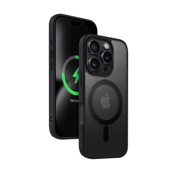 Crong Hybrid Frost MAG Cover - Custodia con MagSafe per iPhone 16 Pro Max (Nero)