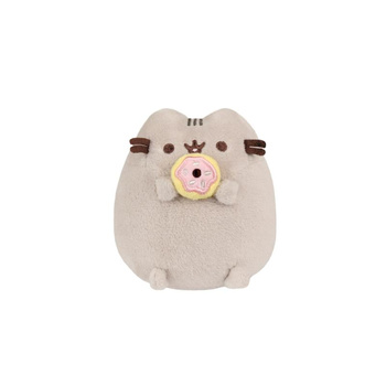 MASKOTKA KOT PUSHEEN Z PĄCZKIEM, Pluszowy Kotek z Donutem, Pluszak, 13 cm