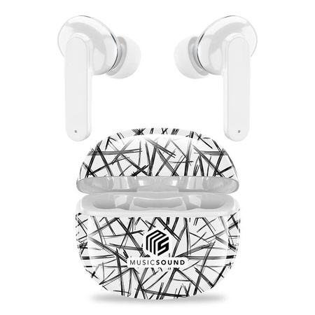 Cellularline Music Sound Fancy - V5.3 TWS kabelloser Bluetooth-Kopfhörer mit Ladetasche (weiß/schwarz)