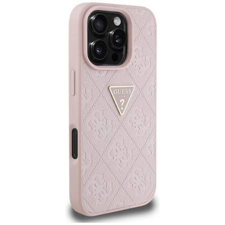 Guess Hot Stamp 4G Muster Dreieck Metall Logo - Hülle für iPhone 16 Pro Max (rosa)