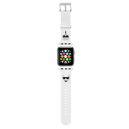 Karl Lagerfeld Silicone Karl & Choupette Heads Řemínek pro Apple Watch 42/44/45 mm (Bílá)