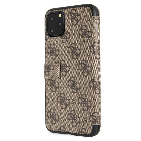Guess Booktype 4G Charms Collection - Coque pour iPhone 11 Pro Max avec porte-cartes (marron)