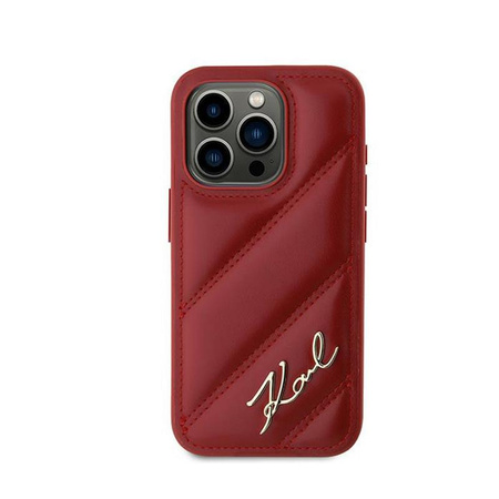 Karl Lagerfeld Diagonal Quilted Script - iPhone 15 Pro Case (red)