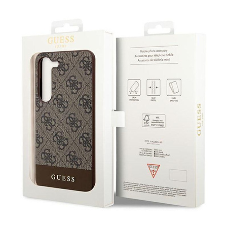 Guess 4G Bottom Stripe Metal Logo Collection - Samsung Galaxy S23 Case (brown)
