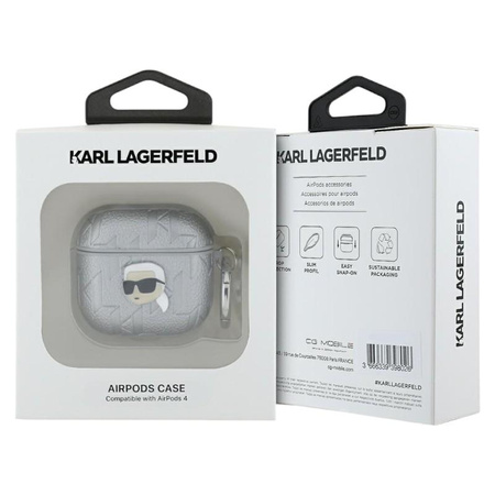 Karl Lagerfeld Monogram Karl Head - pouzdro na AirPods 4 (stříbrné)
