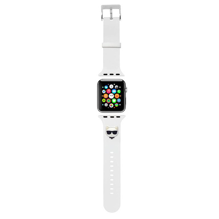 Karl Lagerfeld Silikonová hlava Choupette - řemínek pro Apple Watch 42/44/45 mm (bílý)