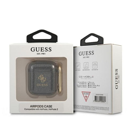 Guess Coloured Glitter - pouzdro na Airpods (černé)