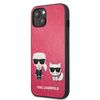Karl Lagerfeld PU bőr Karl & Choupette dombornyomott - iPhone 13 tok (fukszia)