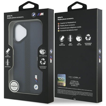 BMW M Perforiertes Streifenlogo MagSafe - iPhone 17 Hülle (Marineblau)