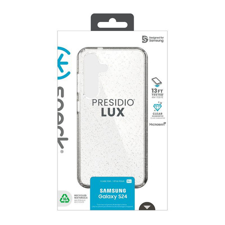 Speck Presidio Lux Glitter - Samsung Galaxy S24 Case (Clear / Gold Glitter)