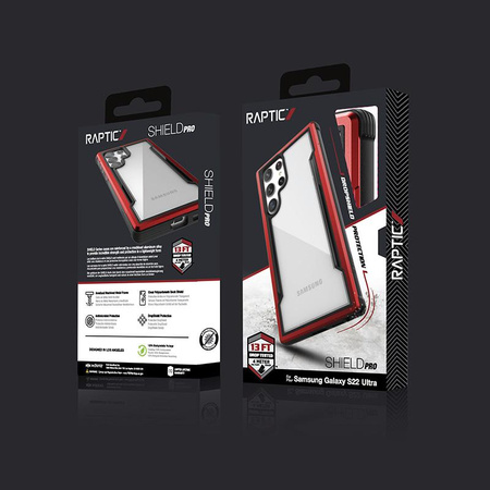 X-Doria Raptic Shield Pro - pouzdro pro Samsung Galaxy S22 Ultra 5G (antimikrobiální ochrana) (červené)