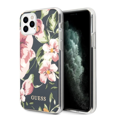 Guess Flower Shiny Collection N3 - iPhone 11 Pro Case (Navy)