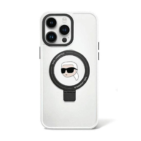 Karl Lagerfeld Ring Stand Karl Head MagSafe - iPhone 15 Pro Tasche (weiß)