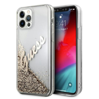 Guess Glitter Vintage Script - iPhone 12 / iPhone 12 Pro tok (arany)