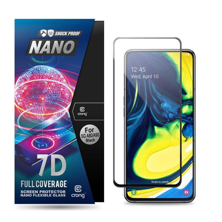 Crong 7D Nano Flexible Glass - 9H hibrid üveg a Samsung Galaxy A80 / A90 teljes képernyőjére