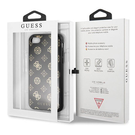 Guess Dupla rétegű csillogó tok Peony G - iPhone SE 2020 / 8 / 7 tok (fekete)