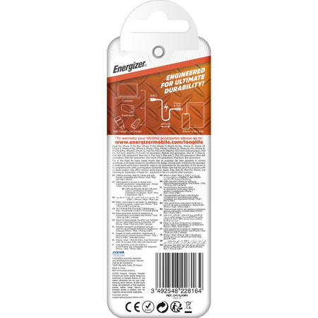 Energizer HardCase - USB-C to Lightning connection cable MFi certified 1.2m (White)