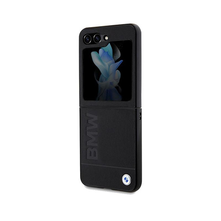 BMW Leather Hot Stamp - Samsung Galaxy Z Flip 5 Tasche (Schwarz)+O6