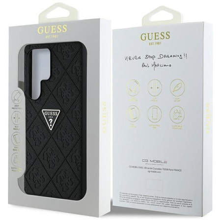 Guess Hot Stamp 4G Pattern Triangle Metal Logo - Pouzdro pro Samsung Galaxy S25 Ultra (černé)