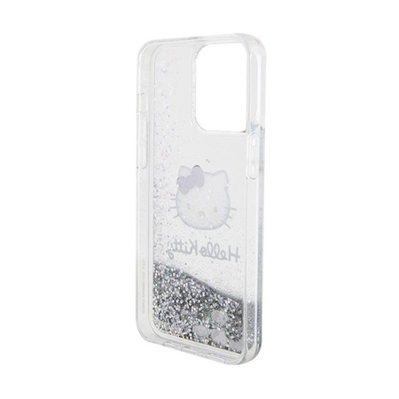 Hello Kitty Liquid Glitter Charms Kitty Head - Coque iPhone 15 Pro Max (argent)