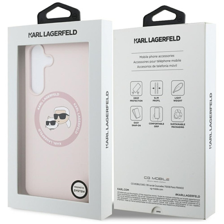 Karl Lagerfeld Silikon Karl & Choupette Heads MagSafe – Hülle Samsung Galaxy S25 FE (rosa)