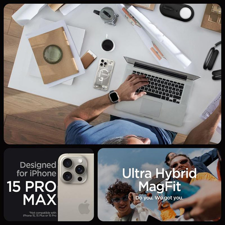 Spigen Ultra Hybrid MagSafe - pouzdro pro iPhone 15 Pro Max (Zero One Natural Titanium)