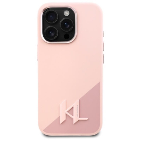 Karl Lagerfeld Silicone Shadow Metal Initial MagSafe - pouzdro pro iPhone 16 Pro (růžové)