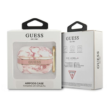 Guess Marble Strap - pouzdro pro Airpods Pro (růžové)