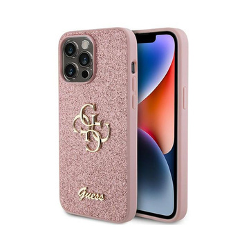 Coque Guess Glitter Script Big 4G - iPhone 15 Pro Case (rose)