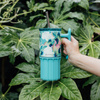 Quokka Umi - 720 ml Stainless Steel Thermal Mug with Straw and Silicone Coaster (Waterfall Garden)