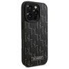Karl Lagerfeld Leder Monogramm Metall Logo MagSafe - iPhone 16 Pro Tasche (schwarz)