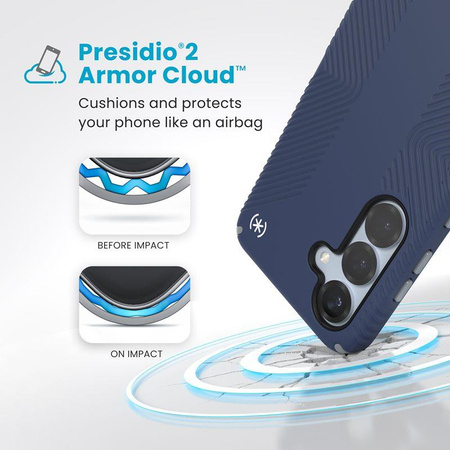 Speck Presidio2 Grip Magnet - Étui MagSafe Samsung Galaxy S25 / 24 (Bleu côtier/Gris poussière/Blanc)